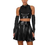 Riismen Donna Roba Robot E Lucente Costume Alien Giubba Lavori In Bianco E Guanti Con Gonfiature Uso Feste Carnevale E Concerti Roba Alien Con Bandeau Nero XL