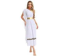 Riismen Donna Vestito Dea Greca Senza Maniche Costume Greco Romano Antico Carnevale E Halloweeen Bianco M