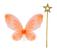Riismen Fee Costume Set Con Ali Per Donna Ali Di Farfalla Fee D Angelo Con Bacchetta Magica Oro arancione Taglia unica