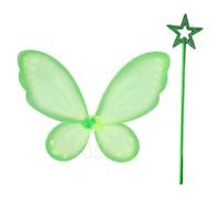 Riismen Fee Costume Set Con Ali Per Donna Ali Di Farfalla Fee D Angelo Con Bacchetta Magica Verde Verde Taglia unica