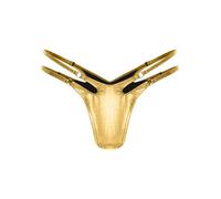 Riismen Femme Glitter Metallico Bikini Slip Pu Pelle Calzoncini Bikini con Oring Taglio String Tback Perizoma Mutande Oro M