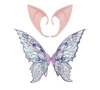 Riismen Halloween Costume Set Fata Scintillante Farfalla Orecchie Elfiche Set Ali Fata Orecchie A Punta In Gomma Per Halloween Festa In Maschera Festa A Tema Cosplay Viola Taglia unica