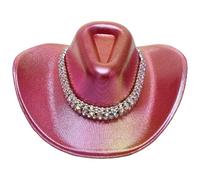 Riismen Neon Scintillante Space Cowboy Cappello Fermaglio Per Capelli Fianco Olografico Tesa Mini Cappello Topper Per Festa Di Carnevale Rosso Taglia unica