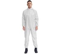 Riismen Tuta Intera da Lavoro Uomo Tuta Meccanico Protettiva con Cerniera e Cappuccio Abbigliamento Protettiva Lavabile e Riutilizzabile Antistatica Coverall Bianco XXL