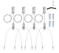 Riisoyu 1.5mm x 1m Kit Sospensione Pannelli LED, 4 Cavi cavo di sospensione in acciaio inossidabile fune metallica per lampada regolabile fissaggio a soffitto per Lampadari e Lampade a Sospensione