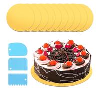 Riisoyu 10 Pezzi Sottotorta Tondo in Cartone, Cake Board Vassoio per Torta Rotondo con 3 Raschietti per Torte per Decorazione di Torte di Matrimoni e Feste di Compleanno