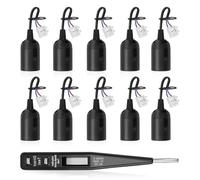 Riisoyu 10PCS E27 Lampade Basi con Filo e Terminale Portalampada in Plastica E27 Supporto Della Lampada per Cantiere/Ristrutturazione/Lavori (Nero)