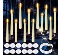 Riisoyu 12 Pezzi Candele LED Sospese, Candele a LED senza fiamma a Batteria con Telecomando Bacchetta Finte Elettriche Natalizie Decorative Floating Candles per festa, Halloween, Decorazione Natalizia