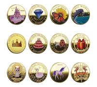 Riisoyu 12 Pezzi Monete Fata dei Denti, Fatina Denti Monete d'oro, Regalo Fatina Denti Dente Perso Moneta Commemorativa Tooth Fairy Coin Dente Perso Moneta Commemorativ per Ragazze Ragazzi