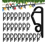 Riisoyu 120 clip per luci natalizie, in plastica, ganci di Natale, mini ganci per grondaie, per illuminazione natalizia, illuminazione esterna, colore nero