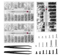 Riisoyu 1500 Pezzi Kit Riparazione Occhiali, Viti di Riparazione Micro con pinzette e 3 cacciavite 18 Misure Kit Assortimento Mini Viti Acciaio Inossidabile per Orologi Computer Gioielli Occhiali