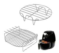 Riisoyu 2 pezzi Accessori per friggitrici ad aria calda, rack riutilizzabile per friggitrici ad aria 17.7cm Grill Rack e rack a vapore con 4 punte in acciaio inossidabile Grill Rack 304 Fit 3.5-5.8QT