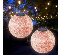Riisoyu 2 Pezzi Lanterna Solare da Esterno, 25cm Lanterne a LED Solari Lanterna da Giardino Appesa in Nylon Solare Impermeabile Luci solare Decorativa per Giardino, Cortile, Matrimonio