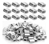 Riisoyu 200pz Manicotti in Alluminio Ghiere, 2mm Maniche per Corda in Acciaio Ovali Morsetti Aggraffatura Manicott Ellittici Funi Metalliche Corda Inacciaio Boccole per Connettori Cavi Metallici Fili