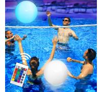 Riisoyu 2pcs Giocattolo a LED per pallanuoto, IP68 Palline Luminose Che Si Illuminano al Buio con telecomando a infrarossi 16 Colori 4 modalità Luminose Palloni da Spiaggia per feste in spiaggia