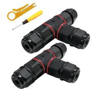 Riisoyu 2pcs Scatola di Giunzione Impermeabile IP68, 3 Vie Connettore Manicotto di Collegamento IP68 con pinze di stripping cacciavite Connettori cavi elettrici elettrico per Diametro Cavo Ø 6-10 mm