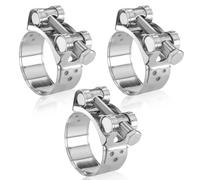 Riisoyu 3 Fascette per Bulloni in Acciaio inox, 52 - 55 mm, Fascetta di Scarico Regolabile, Fascette Stringitubo di Serraggio per Tubing Argento