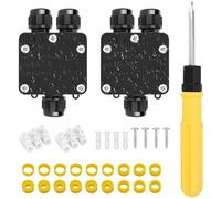 Riisoyu 3 Vie Scatole di Derivazione Impermeabile IP68, 2 Pezzi Cavo Scatola Stagna Elettrica da Esterno Scatole di Derivazione per Cavi Diametro 4-15 mm Illuminazione Giardino Sotterraneo