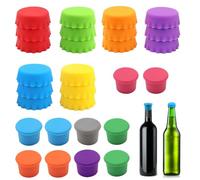 Riisoyu 30 Pezzi Tappi per Bottiglia in Silicone, Colorati Tappi Bottiglie de Colore riutilizzabili Tappi salvafreschezza per Birra, Champagne, Vino, Acqua, Bevande, Succo di Frutta e Vetro