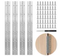 Riisoyu 30cm Cerniera per Pianoforte, 4 Pezzi Cerniera in Acciaio Inossidabile Lucidate Cerniere per Porta Acciaio Inox Cerniera Lunga Cromata con 48 Viti per Armadio Cucina, Porte Legno, Cassette