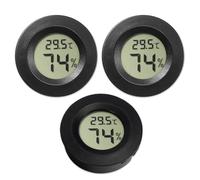 Riisoyu 3PCS Igrometro Termometro Ambiente, Temperatura Umidità Misuratore Interno Mini LCD Misuratori di Umidità Digitale a Forma Rotonda Termometri per Interni per Chitarra Rettili Serra per Auto