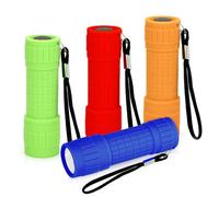 Riisoyu 4 mini torcia a LED, rivestimento in silicone, torcia LED con 9 LED, impermeabile, piccola con cordino per campeggio, attività all'aperto, grigliate urgenti