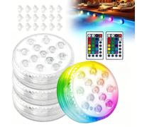 Riisoyu 4 Pezzi Luci LED Subacquee RGB Multicolore con Telecomando Lampade Sommergibili Ricaricabili IP68 Impermeabili per Piscina, Acquario, Vasca Idromassaggio, SPA, Decorazione Feste