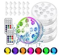 Riisoyu 4 Pezzi Luci Piscina, LED Sommergibili Con FR Telecomando IP68 Impermeabilità Luce LED Sommergibili 16 colori per Giardino Partito Piscina Laghetto Vaso Acquario Fish Tank Nuziale Halloween