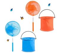 Riisoyu 4 Pezzi retini telescopici per Bambini, Retino per Farfalle Rete da Pesca per Bambini con 2 Pieghevole Benna per BambiniCattura Farfalla Insetti Piccoli Pesci in Giardino sulla Spiaggia