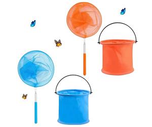 Riisoyu 4 Pezzi retini telescopici per Bambini, Retino per Farfalle Rete da Pesca per Bambini con 2 Pieghevole Benna per BambiniCattura Farfalla Insetti Piccoli Pesci in Giardino sulla Spiaggia