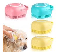Riisoyu 4 Pezzi Spazzola da bagno per cani e gatti, Spazzola da bagno per animali domestici con dispenser di sapone 2 in 1 Silicone Spazzole per Massaggi per cani il bagno degli animali domestici