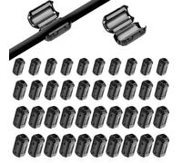 Riisoyu 40 Pezzi Ferrite Anello Nucleo, Filtro di Ferrite Antidisturbo Nucleo RFI EMI Rumore Soppressore Cavo Clip Nuclei di Ferrite per cavo di 3,5 mm, 5 mm, 7 mm, 9 mm, Colore Nero