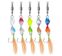 Riisoyu 5 pezzi Fishing Twister Spoons, esca per trote, trota, trota, pesca