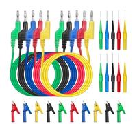 Riisoyu 5 Pezzi Puntali per Multimetro, 4mm Puntali Tester Elettricista 1m Test Cavo di Prova con 10 Sonda e Morsetti a Coccodrillo 5 Colori per Amperometri Tester Tensione Multimetri