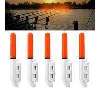 Riisoyu 5pcs Campana di Allarme di Pesca, LED Bastoncini Luminosi Impermeabili con Fibbia Impermeabili luci a Punta di Canna da Pesca Notturna con Batteria Inclusa per la Pesca in Mare, Rosso