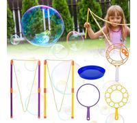 Riisoyu 6 pcs Bolle di Sapone Set, Bacchetta per Bolle di Sapone Giganti Giocattoli Portatili per bolle di Sapone con Vassoio Bolla di Sapone Giocattoli per Allaperto Giardino, Festa di Compleanno