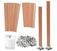 Riisoyu 60 Pezzi Stoppini per Candele in Legno, Stoppini Tagliabili Naturali con 60 Supporto Ferro Legno Ecologico Senza Fumo per Realizzare Candele Fai Da Te Ideali Candele Profumate Decorazioni