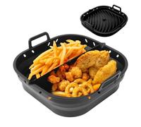 Riisoyu Accessori Friggitrice ad Aria, 23x22x6 cm stampi in silicone per friggitrice ad aria calda con parete divisoria Riutilizzabile Quadrato Tappetino Stampi in Silicone per Airfryer Microonde