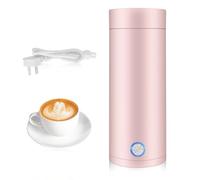 Riisoyu Bollitore Elettrico Portatile, 400 ML Bollitore da Viaggio Mini Thermos 3 in 1 Bollitore da Viaggio con Funzione Spegnimento Automatico Bollitore Elettrico Viaggio per Caffè, Latte, Rosa