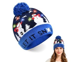 Riisoyu Cappelli Natalizi con luci a LED, Unisex Natale Light Up Cappellos Lavorato A Maglia 3 modalità Lampeggianti Cappello Beanie Cappelli di Natale per Indoor e Outdoor Regali di Natale Festa