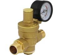 Riisoyu DN15 Regolatore di Pressione Acqua, 1/2 pollice Riduttore Pressione Acqua con Manometro Pressione Acqua 100% in Ottone ad Alta Durezza Regolabile Per Uso Domestico Giardino edifici e fabbriche
