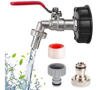 Riisoyu IBC Adattatore Serbatoio, Rubinetto Cisterna 1000L con Raccordo per Tubo da 1/2" IBC Tote Serbatoio Scarico Adattatore S60X6 in Ottone per Tubo Giardino Industria