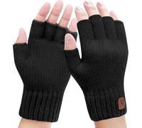Riisoyu Inverno Guanti Mezze Dita Lavorati Maglia, Gloves Senza Dita Caldi Elastici Guanti Termici Mezze Dita in Unisex Guida in Maglia Invernale per Uomini Donne da Tempo Freddo