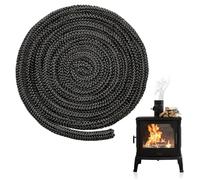 Riisoyu Kit corda nera per stufa, 2,5m Guarnizione per camino Guarnizione Stufa a Legna Cavo di tenuta per stufa Guarnizione in fibra di vetro per caldaia, forno, camino, bruciatore a legna, Ø 10mm