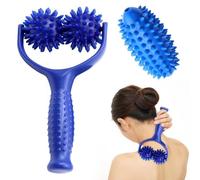 Riisoyu Massage Balls Massage Roller, Massaggio Roller con Manico con 3 Massage Ball Fascia Rulli di Massaggio intercambiabili per Gambe Bracci Posteriori Spalle Dolore Muscolare, Blu