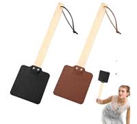 Riisoyu Scacciamosche In Pelle, 2 pezzi Scacciamosche con Mano in Legno con Corda Sospesa Scacciamosche Manuale Ergonomico Squatter Rustico per Casa, Giardino, Terrazza, Cucina