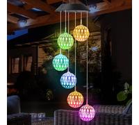 Riisoyu Scacciapensieri Solari da Giardino, 6 LED a Sfera di Cristallo, Cambia Colore, Impermeabile, Decorazione per Esterni