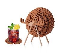 Riisoyu Set di 12 Sottobicchieri Fiocco Di Neve Di Pecora, Staccabile Sottobicchieri con Fiocchi di Neve Feltro Sottobicchieri Decorativi per la Decorazione Della Tavola Natale Alce, Marrone