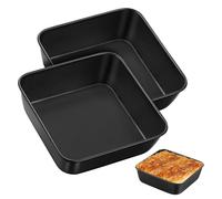 Riisoyu Set di 2 Teglia Forno Quadrata, 22x22.5c5cm Rostiera Teglia con Rivestimento Antiaderente in Acciaio Inox per Friggitrice ad Aria per Torte Lasagne Brownie Atossiche Lavabili in Lavastoviglie