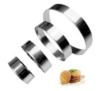 Riisoyu Set di 4 Formine per biscotti in acciaio inox, Acciaio Inossidabile Anello per Torte Taglia biscotti a forma di cerchio Anelli per Torte in Acciaio Inox Stampo per pancake per Pancake Torte